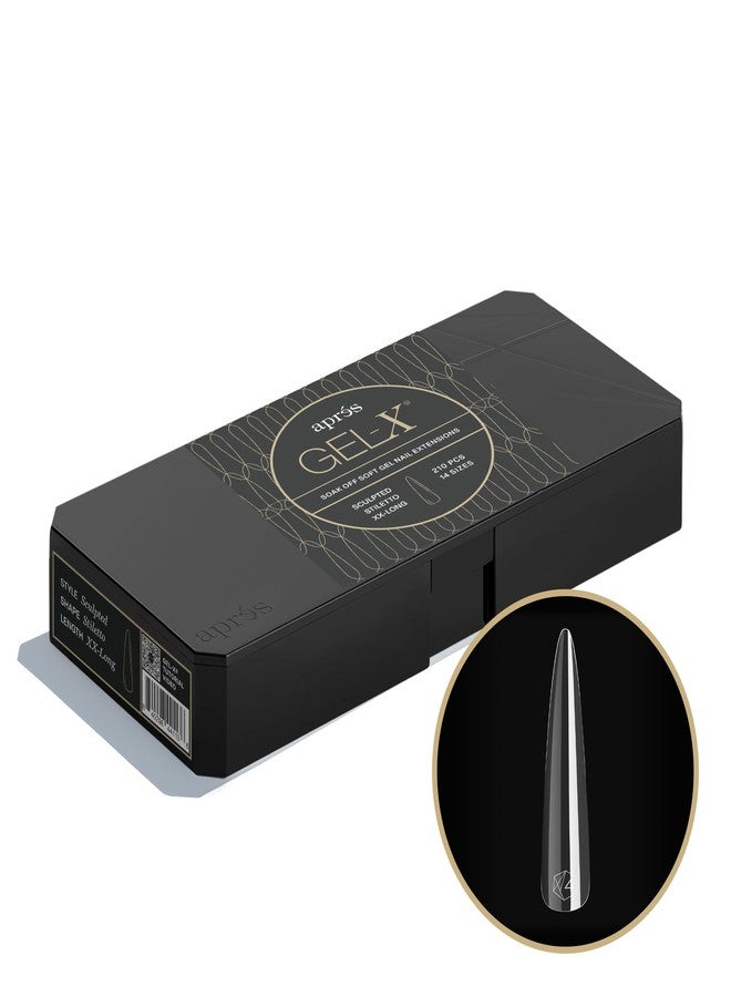 APRÉS Apres Gel-X Sculpted Box of Nail Tips, 14 Sizes 00-9, Soft Gel Tip Box (210pcs) (Sculpted Stiletto Extra Extra Long, 210) - Image 2